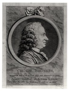 Charles de Brosses, Count of Tournai and Montfaucon, engraved by Augustin de Saint-Aubin by Charles Nicolas II Cochin
